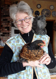 Jane with chicken